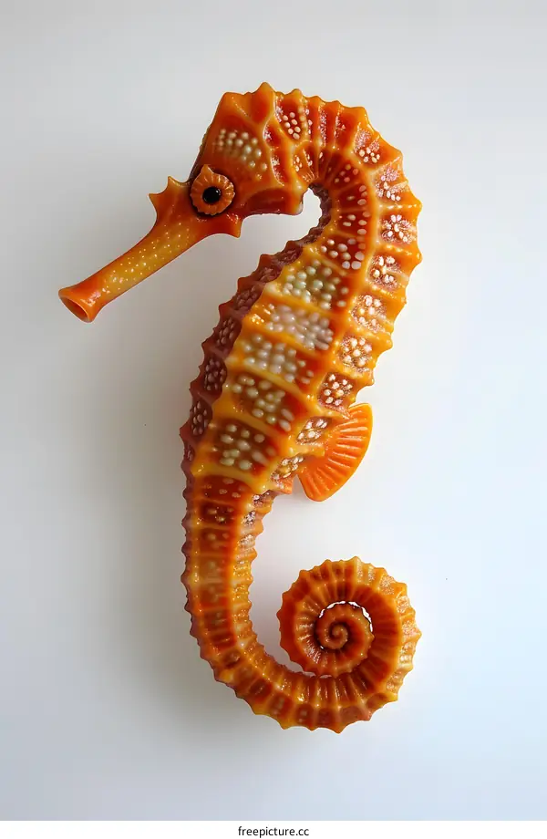Orange Seahorse on White Background