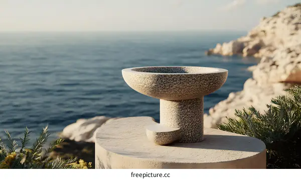 Stone Bowl by the Ocean