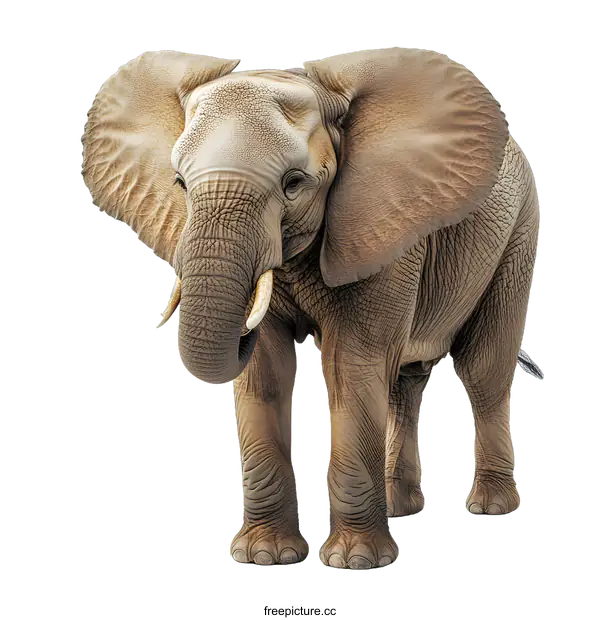 [Transparent Background PNG]African Elephant Standing Against White Background