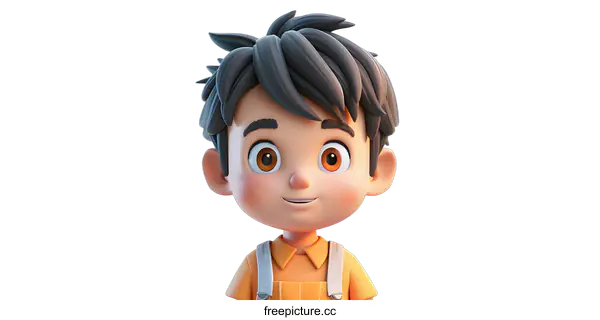 [Transparent Background PNG]3D rendering of a cute cartoon boy