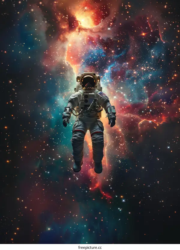 Solitary Astronaut Amidst the Nebula's Depths