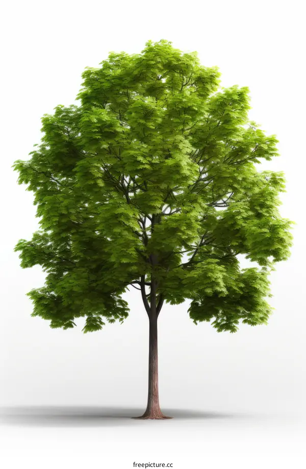An illustration of a single green tree with a white background