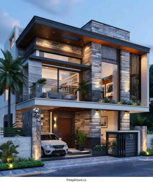 Modern Elegant House Exterior Design Illustration