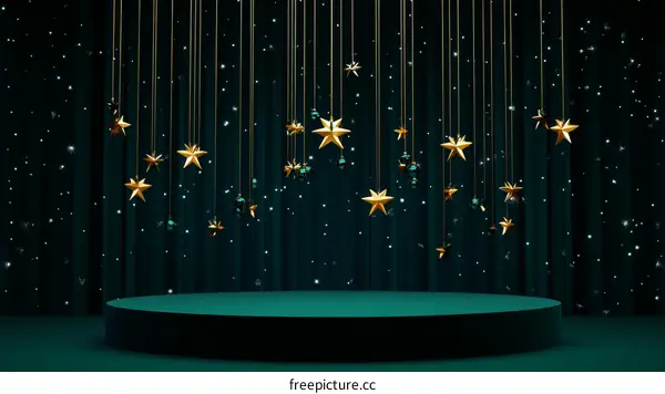 Luxury Emerald Green Stage with Golden Stars