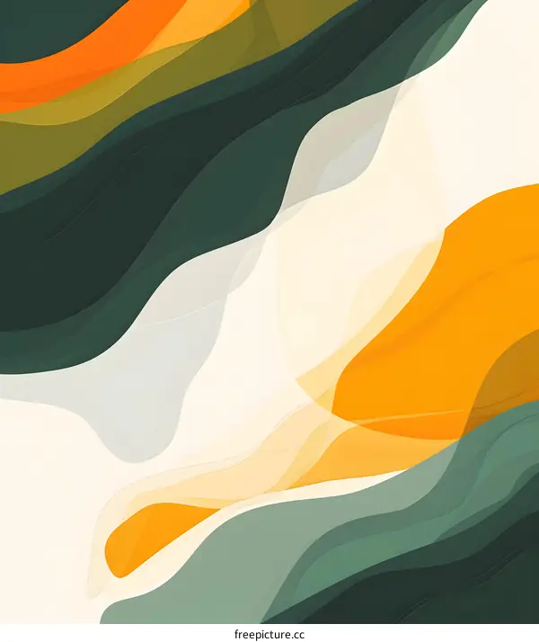Abstract Green and Orange Wavy Shapes