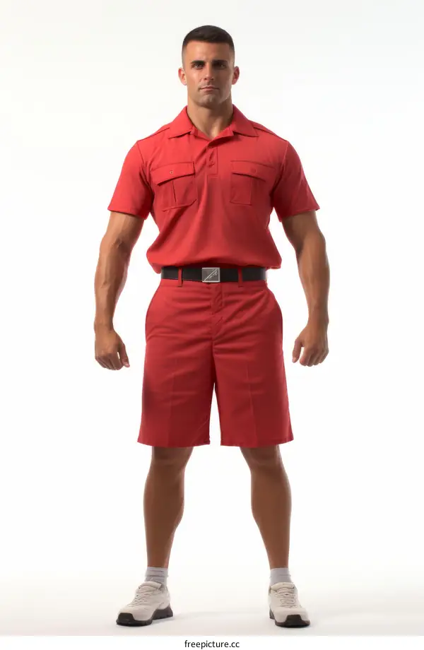 man in red uniform