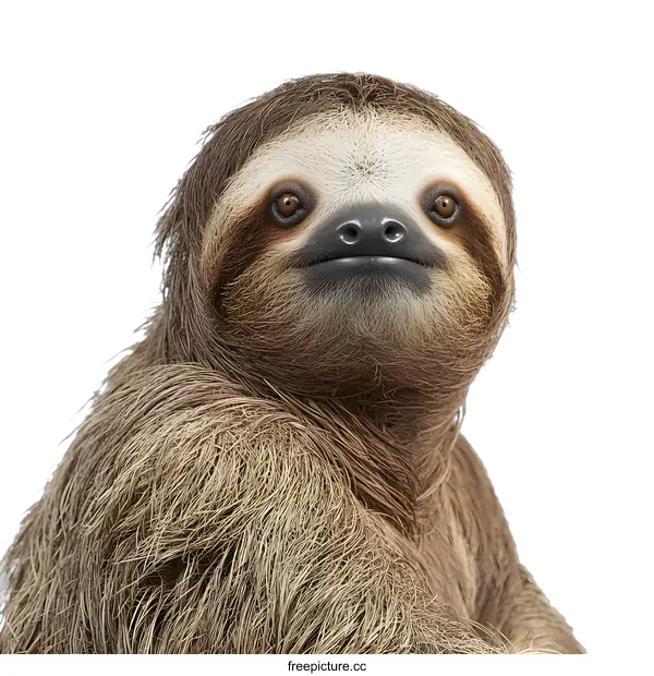 [Transparent Background PNG]Close Up Of Sloth Looking At Camera