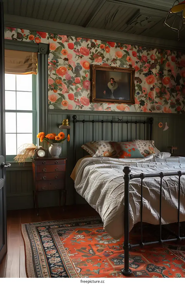 A bedroom with English country style