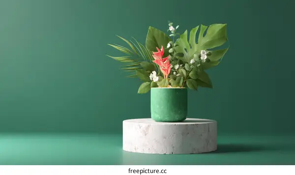 Tropical Floral Arrangement on Display Stand