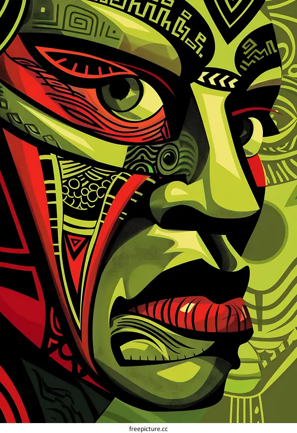 Abstract Colorful Tribal Mask Digital Art