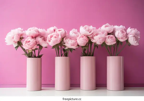 Pink Peony Bouquet Arrangement in Vases
