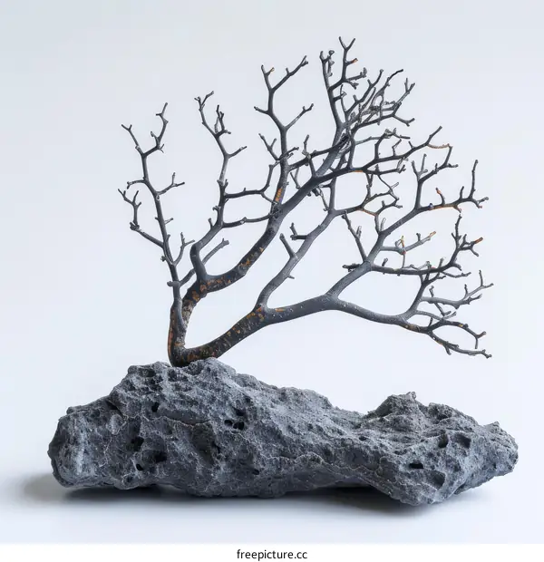 Black Coral Branch on Lava Rock