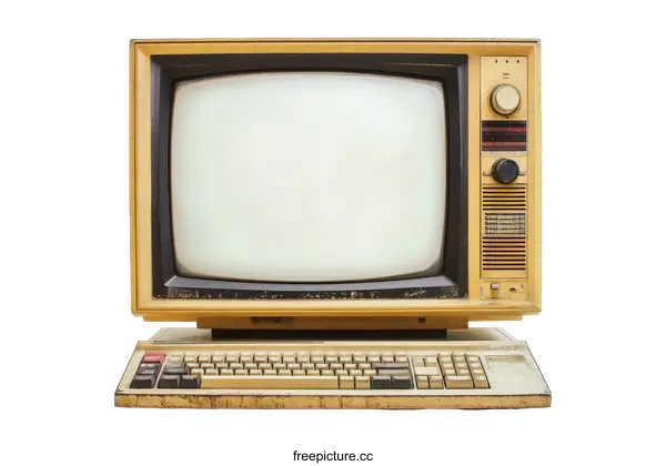 [Transparent Background PNG]Vintage Retro CRT Television Computer System