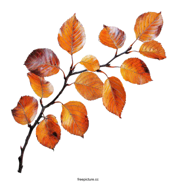 [Transparent Background PNG]Autumn Leaves Branch Isolated on White Background