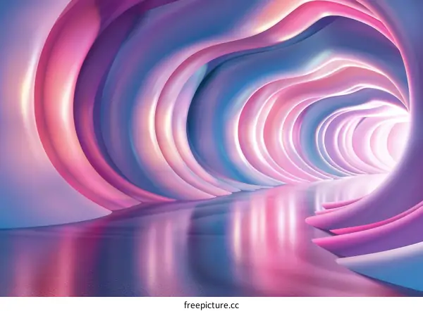 Surreal Wavy Tunnel in Pink and Purple Colors