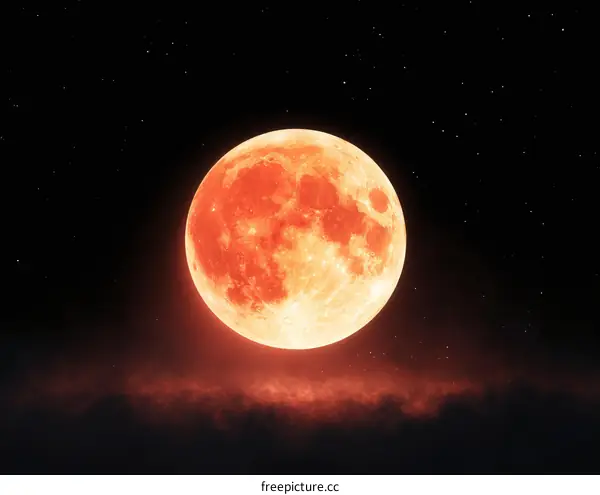 Blood Moon Over the Night Sky