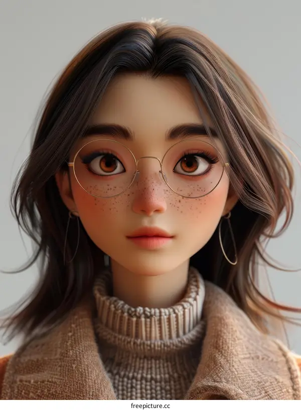 Digital Illustration of a Woman with Glasses