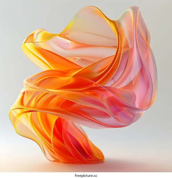 3D rendering of a flowing translucent orange and pink shape