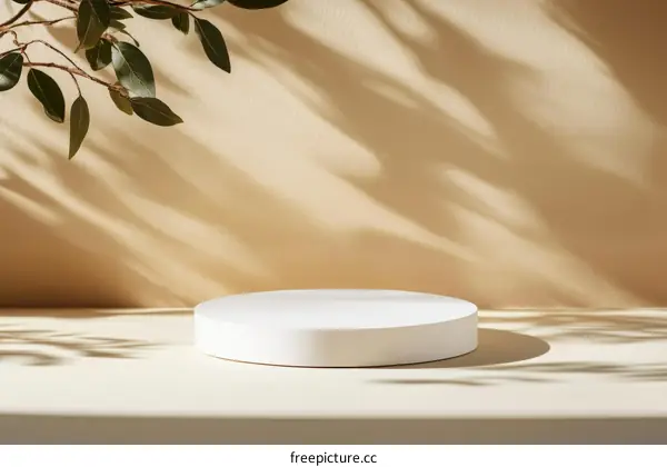 Minimalist Beige Background with White Display