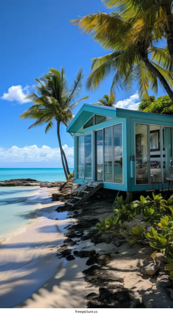 Stunning Caribbean House on the Beach with Palm Trees