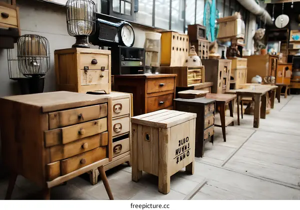 Vintage Wooden Furniture Display