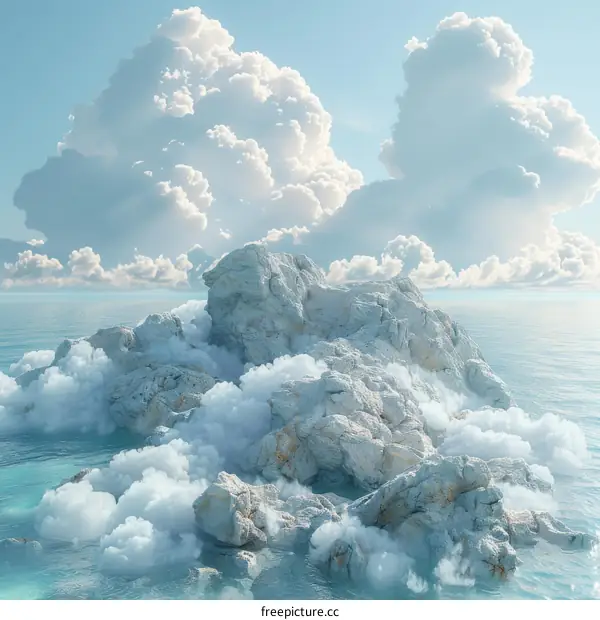 Azure Waters Embrace Majestic Rock Formation