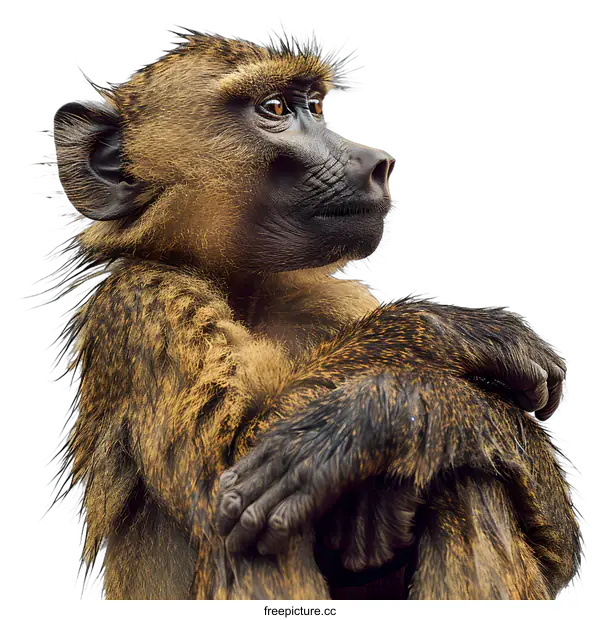 [Transparent Background PNG]Young Baboon Portrait