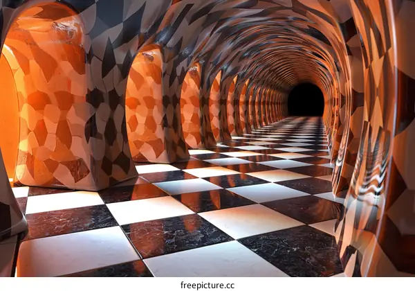 Symmetrical surreal endless hallway