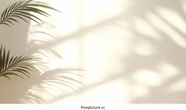 Abstract Shadow Play of Palm Leaves on a Light Beige Background