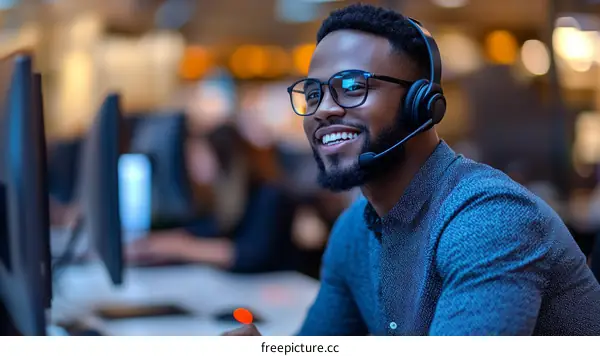Smiling African American Customer Service Representative