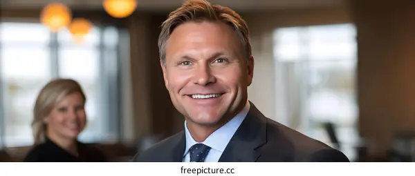 Smiling Businessman Portrait in Office Setting