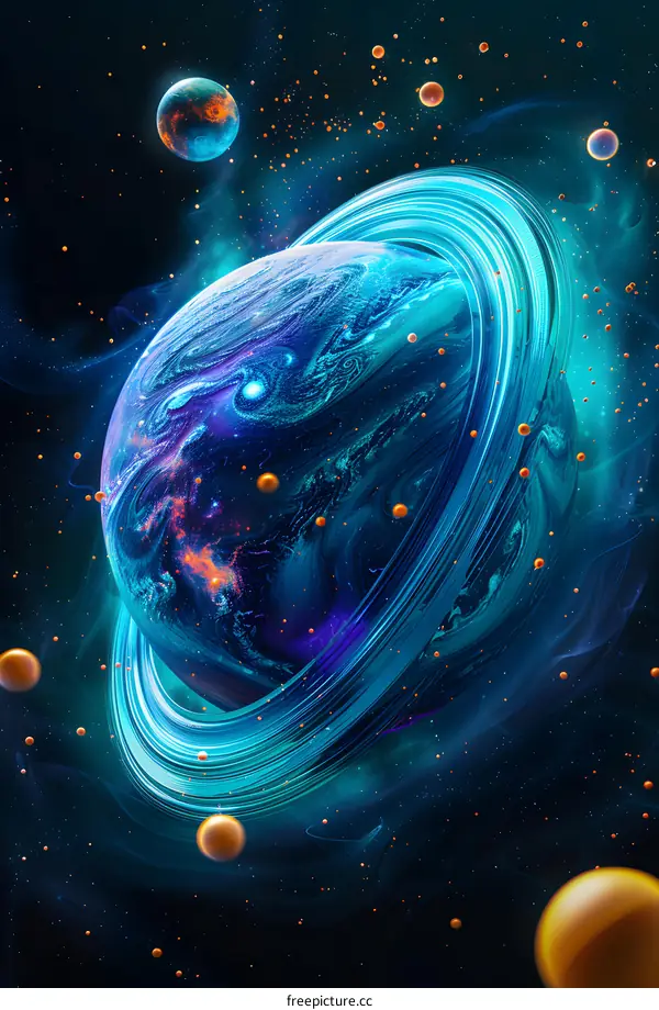 Exoplanet with rings in deep space