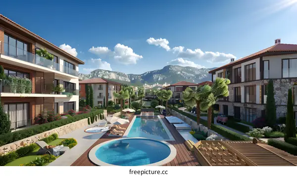 Modern Architecture Luxury Pool Villa Complex in Mountains