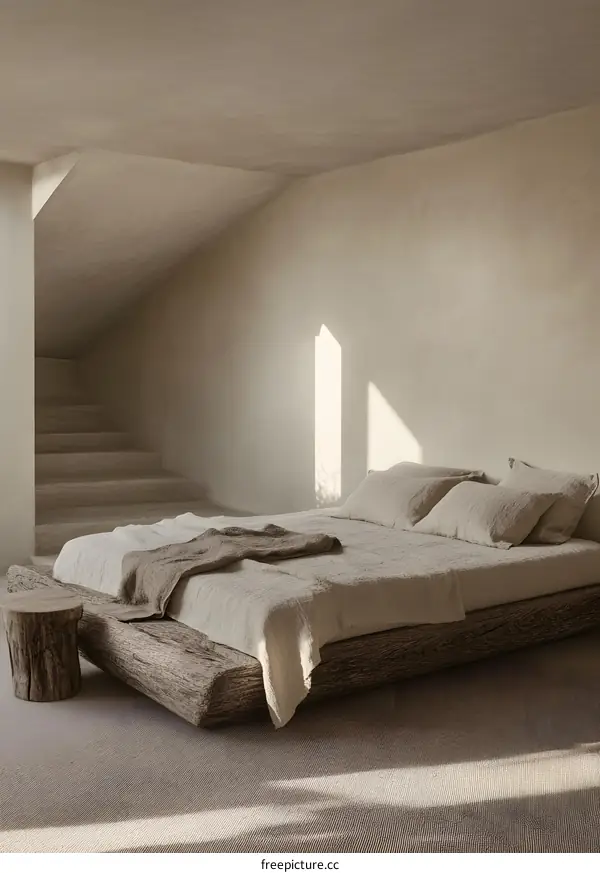 Minimalist Bedroom Interior Design with Natural Light and Wooden Bed Frame