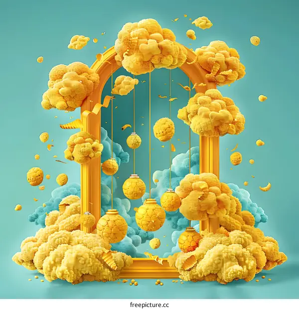 Abstract Yellow Clouds and Golden Archway