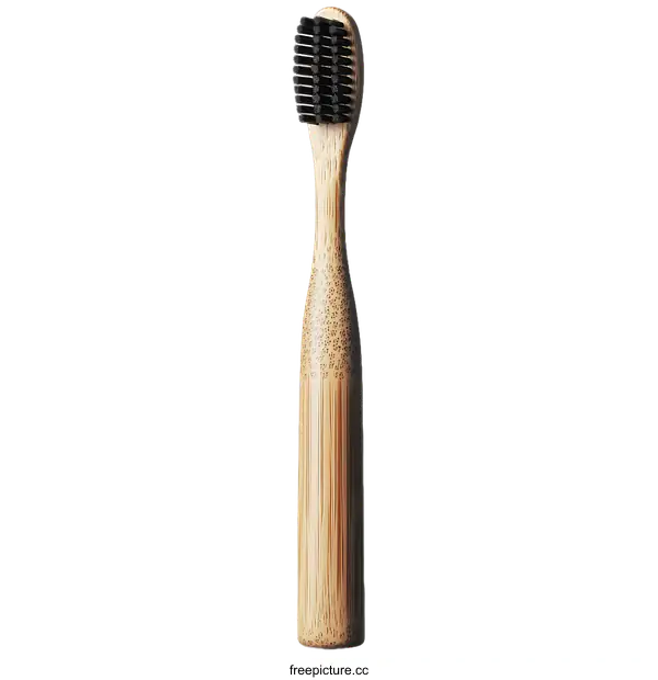 [Transparent Background PNG]Bamboo Toothbrush with Black Bristles