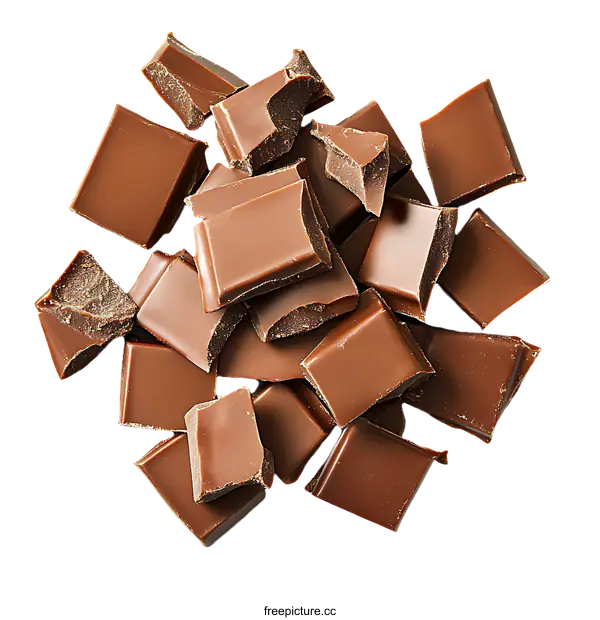 [Transparent Background PNG]Broken Milk Chocolate Pieces Close-up