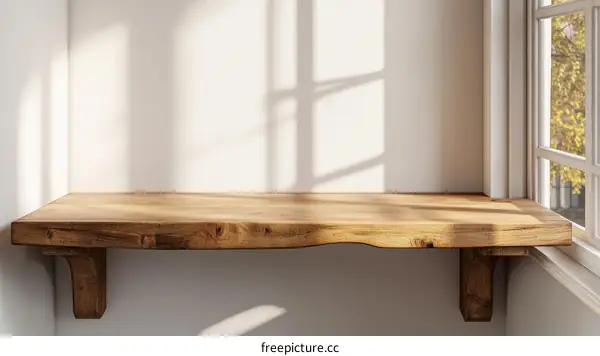 Wooden Shelf Corner Display with Natural Light