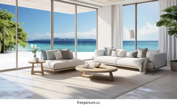 Modern Coastal Living Room with Ocean Views