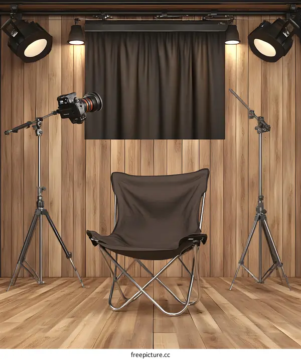 Simple Studio Setup With Camera and Folding Chair