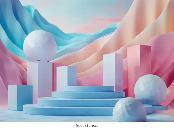 Abstract background with pink and blue podium for product display