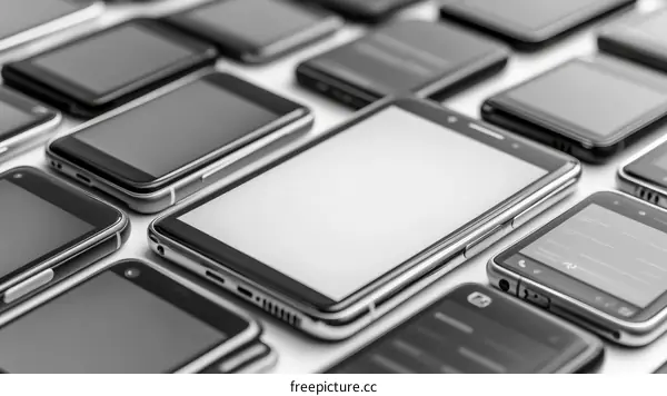 Various Mobile Phone Models in a Compositional Layout