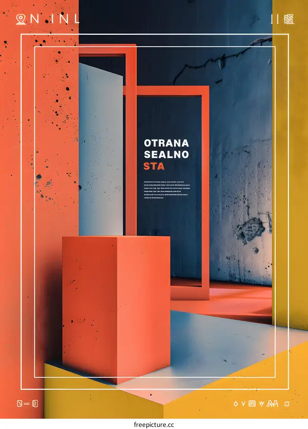 Abstract Geometric Shapes in Orange and Blue Minimalist Design