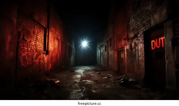 A Dark and Dirty Alleyway with a Bright Light Shining at its End
