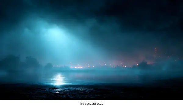 Mystical Night Foggy Landscape