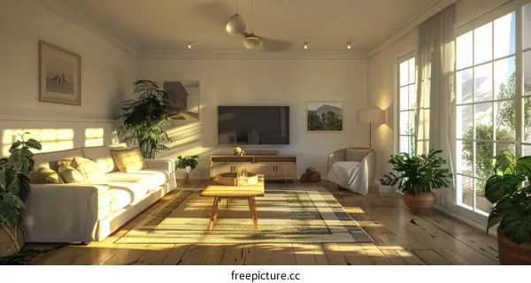 Cozy Scandinavian Living Room with Natural Light