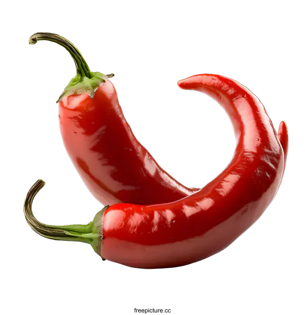 [Transparent Background PNG]Two Red Chili Peppers on White Background
