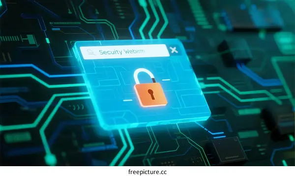 Security Warning Pop-up on Circuit Board Background