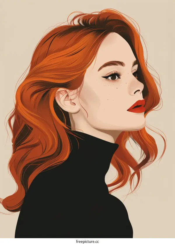 Portrait of a beautiful redheaded woman with freckles