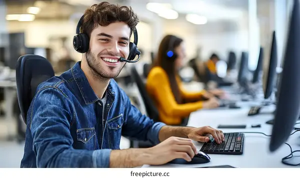 Smiling Customer Service Representative in Office